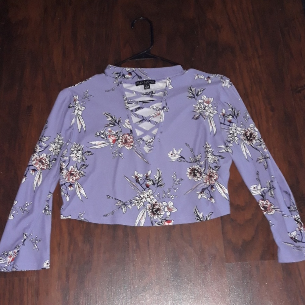Purple Floral Crop Top